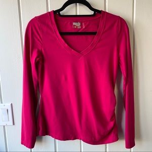 Athleta Long Sleeve Ruched V-Neck Magenta